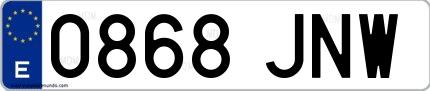 Ejemplo de matrícula española 0868 JNW