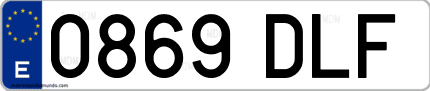 Ejemplo de matrícula de coche ordinaria 0869 DLF