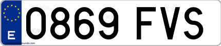 Ejemplo de matrícula de coche ordinaria 0869 FVS