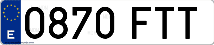Ejemplo de matrícula de coche ordinaria 0870 FTT