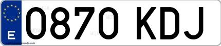 Ejemplo de matrícula española 0870 KDJ