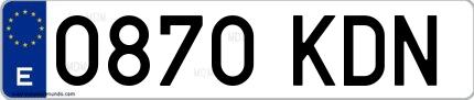 Ejemplo de matrícula española 0870 KDN