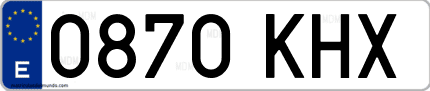 Ejemplo de matrícula de coche ordinaria 0870 KHX