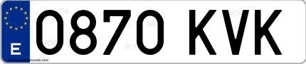 Ejemplo de matrícula de coche ordinaria 0870 KVK