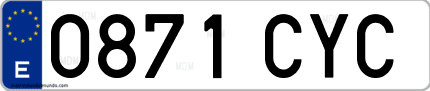 Ejemplo de matrícula de coche ordinaria 0871 CYC
