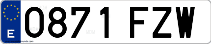 Ejemplo de matrícula de coche ordinaria 0871 FZW