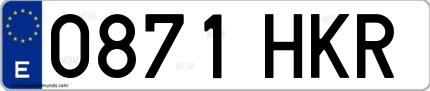 Ejemplo de matrícula española 0871 HKR