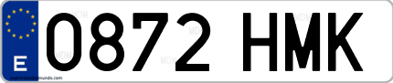 Ejemplo de matrícula de coche ordinaria 0872 HMK
