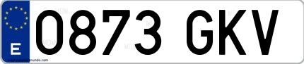 Ejemplo de matrícula española 0873 GKV