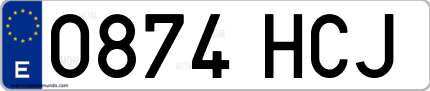 Ejemplo de matrícula de coche ordinaria 0874 HCJ
