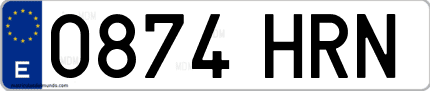Ejemplo de matrícula de coche ordinaria 0874 HRN