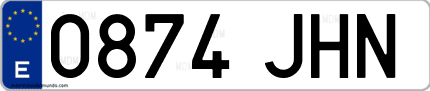 Ejemplo de matrícula de coche ordinaria 0874 JHN