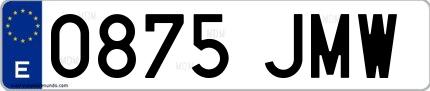 Ejemplo de matrícula española 0875 JMW