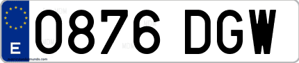 Ejemplo de matrícula de coche ordinaria 0876 DGW