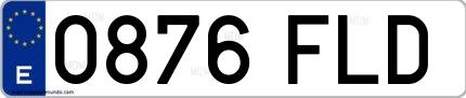 Ejemplo de matrícula española 0876 FLD