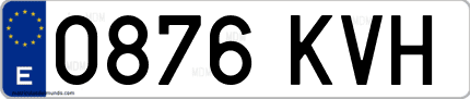 Ejemplo de matrícula de coche ordinaria 0876 KVH