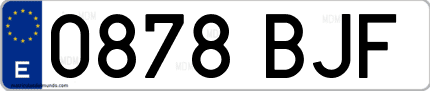 Ejemplo de matrícula de coche ordinaria 0878 BJF