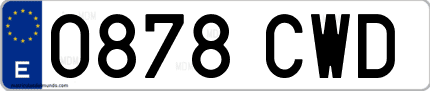 Ejemplo de matrícula de coche ordinaria 0878 CWD