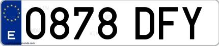 Ejemplo de matrícula española 0878 DFY