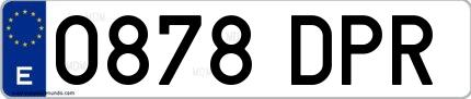 Ejemplo de matrícula española 0878 DPR