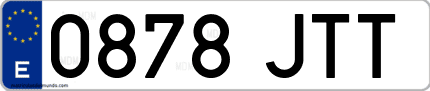Ejemplo de matrícula de coche ordinaria 0878 JTT