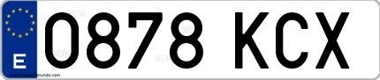 Ejemplo de matrícula española 0878 KCX
