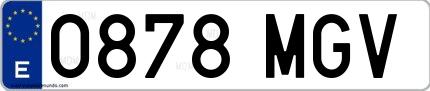 Ejemplo de matrícula española 0878 MGV