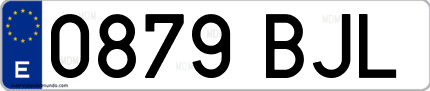 Ejemplo de matrícula de coche ordinaria 0879 BJL
