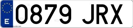 Ejemplo de matrícula española 0879 JRX