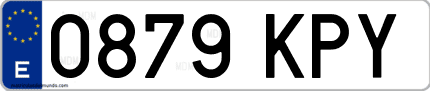 Ejemplo de matrícula de coche ordinaria 0879 KPY