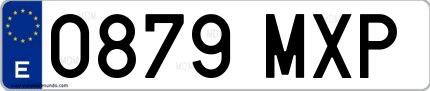 Ejemplo de matrícula española 0879 MXP