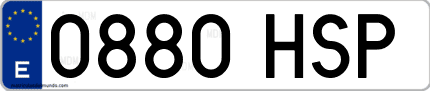 Ejemplo de matrícula de coche ordinaria 0880 HSP