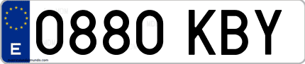 Ejemplo de matrícula de coche ordinaria 0880 KBY