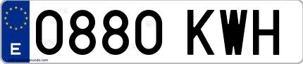 Ejemplo de matrícula española 0880 KWH