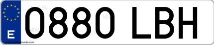 Ejemplo de matrícula española 0880 LBH