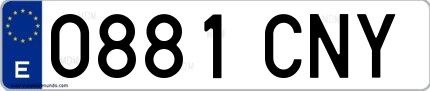 Ejemplo de matrícula española 0881 CNY