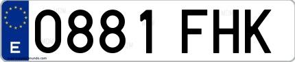 Ejemplo de matrícula de coche ordinaria 0881 FHK
