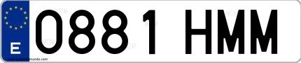 Ejemplo de matrícula española 0881 HMM