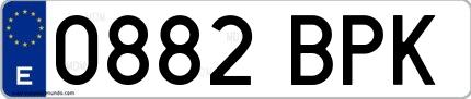 Ejemplo de matrícula española 0882 BPK
