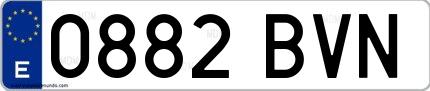 Ejemplo de matrícula española 0882 BVN