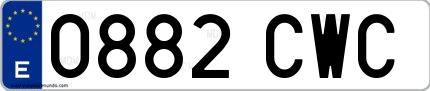 Ejemplo de matrícula española 0882 CWC