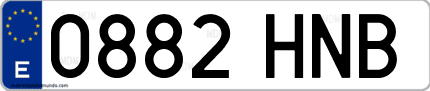Ejemplo de matrícula de coche ordinaria 0882 HNB