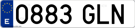 Ejemplo de matrícula de coche ordinaria 0883 GLN