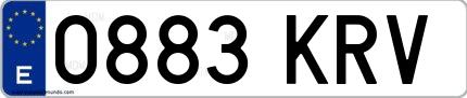 Ejemplo de matrícula española 0883 KRV