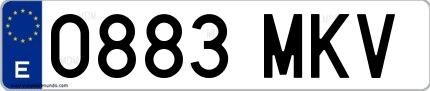 Ejemplo de matrícula española 0883 MKV