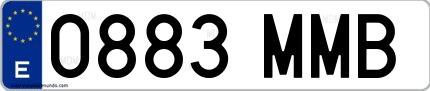 Ejemplo de matrícula de coche ordinaria 0883 MMB