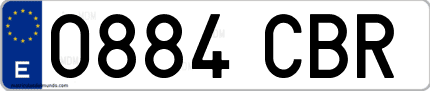 Ejemplo de matrícula de coche ordinaria 0884 CBR