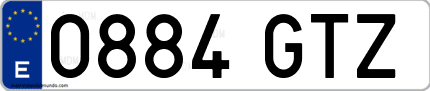 Ejemplo de matrícula de coche ordinaria 0884 GTZ