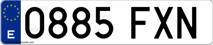 Ejemplo de matrícula de coche ordinaria 0885 FXN