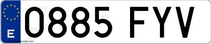 Ejemplo de matrícula española 0885 FYV